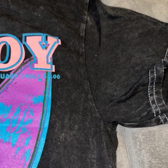 Playboy- Gray Acid Wash January 1986 PLAYBOY Pop Art Cover T-SHIRT Size Small - Picture 8 of 16